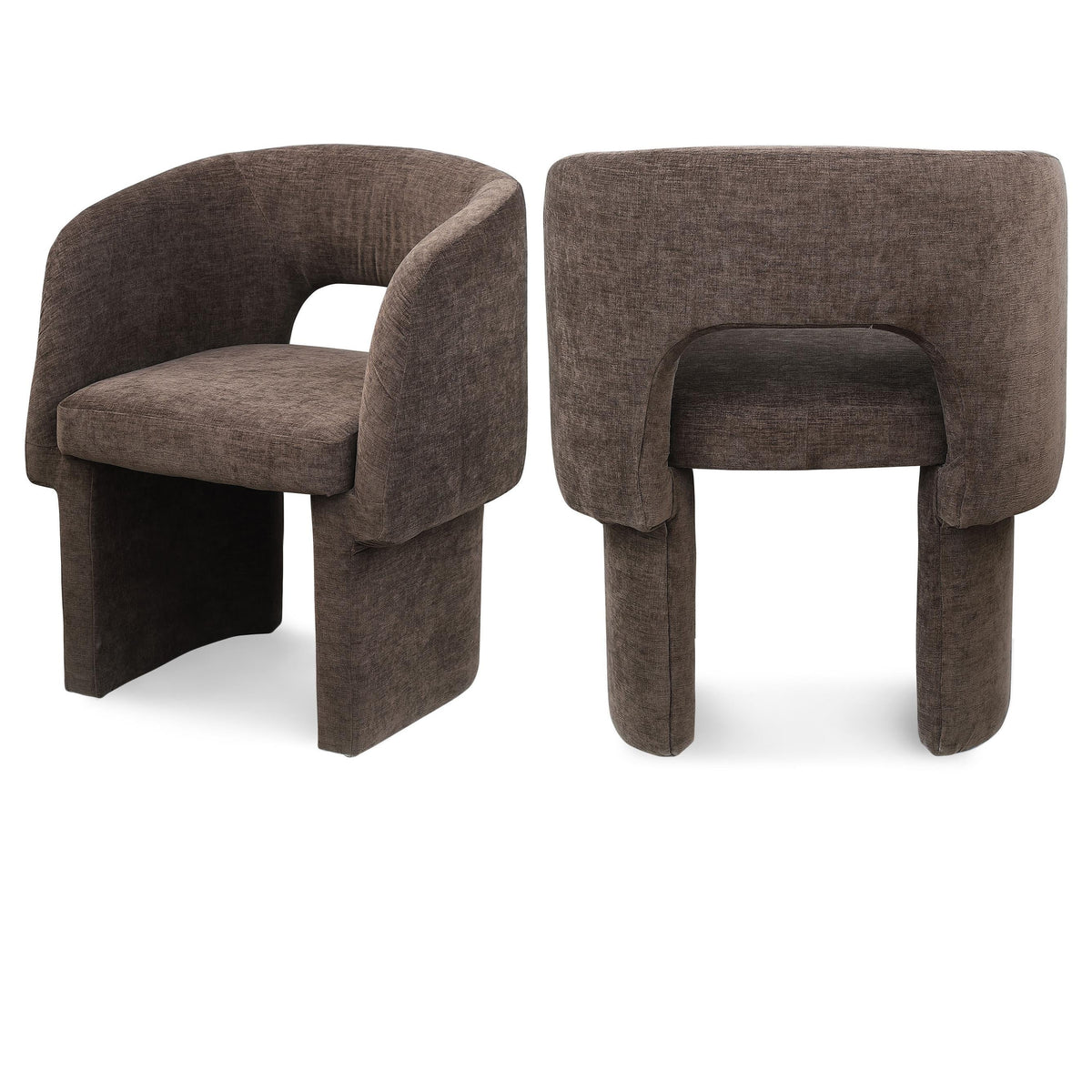 Meridian Emmet Brown Chenille Fabric Dining Chair / Accent Chair
