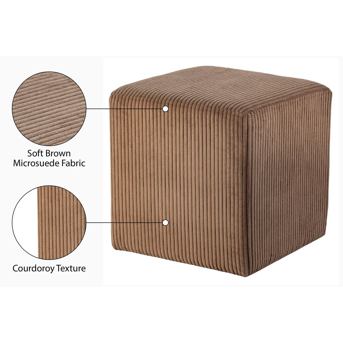 Meridian Roy Brown Microsuede Fabric Ottoman/Stool