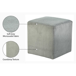 Meridian Roy Grey Microsuede Fabric Ottoman/Stool