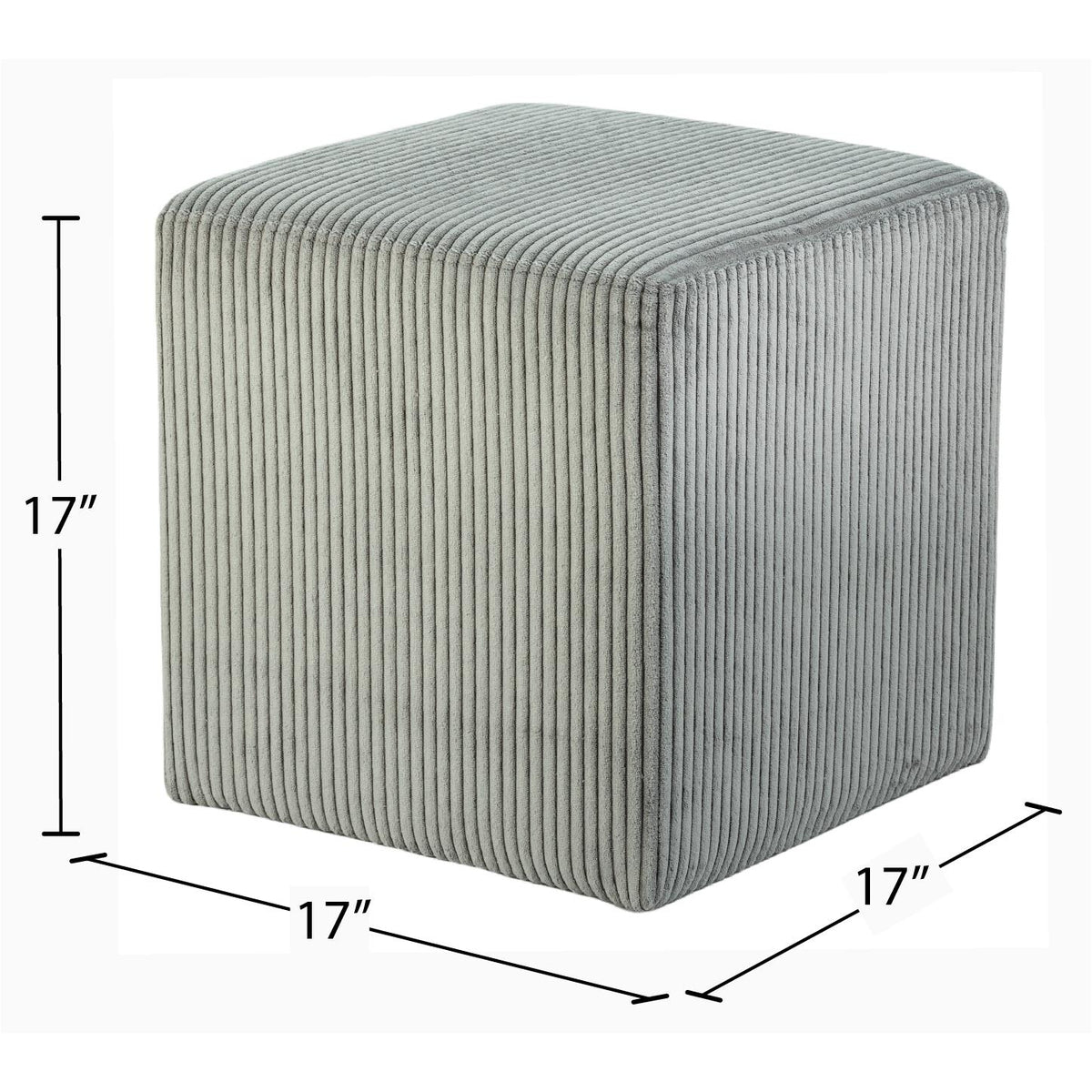 Meridian Roy Grey Microsuede Fabric Ottoman/Stool