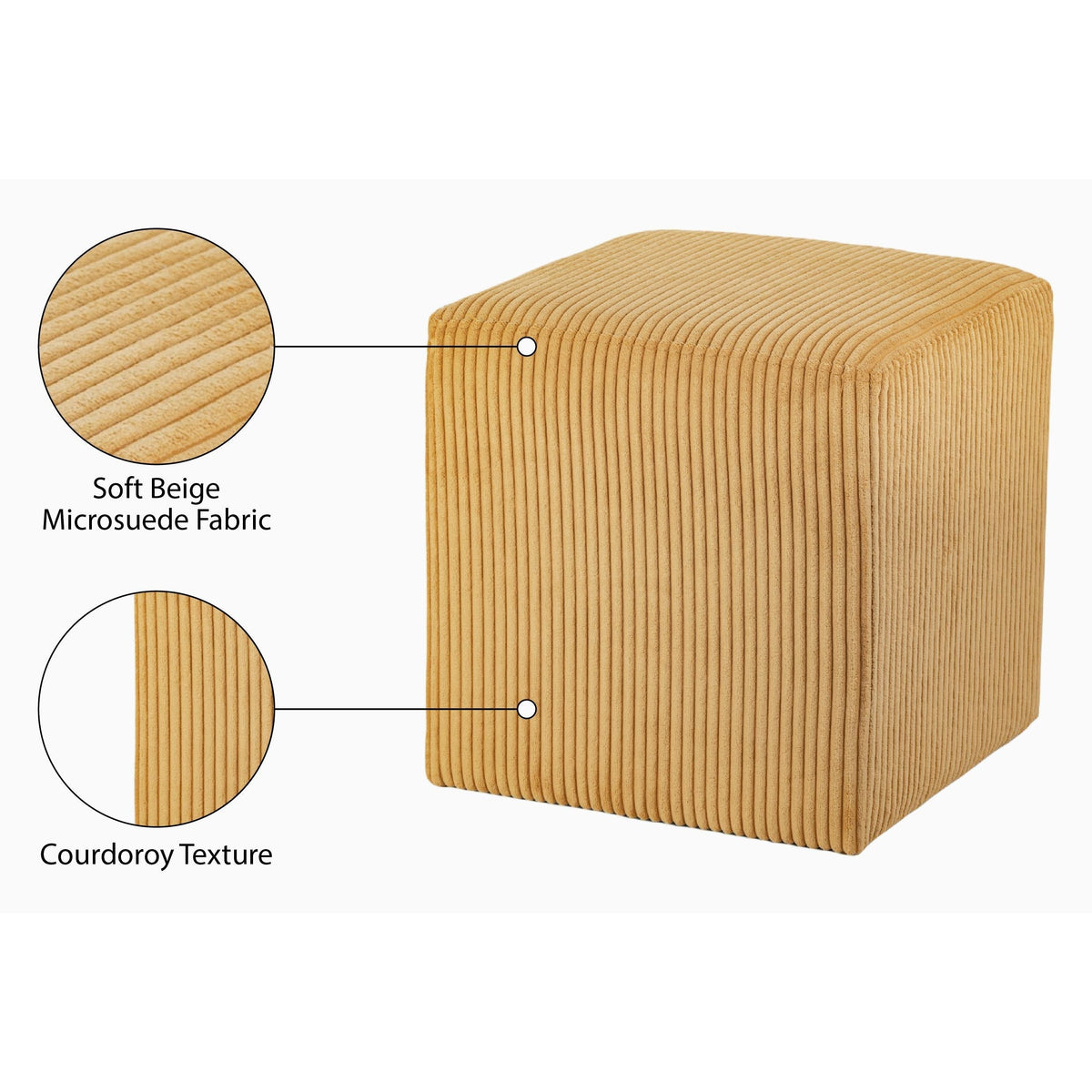 Meridian Roy Yellow Microsuede Fabric Ottoman/Stool
