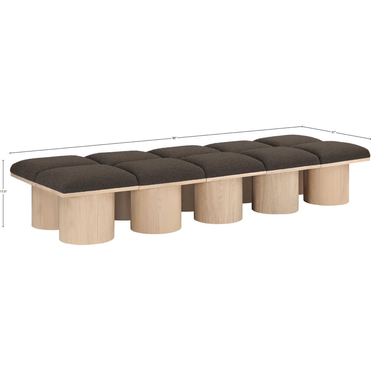 Meridian Pavilion Brown Boucle Fabric Bench