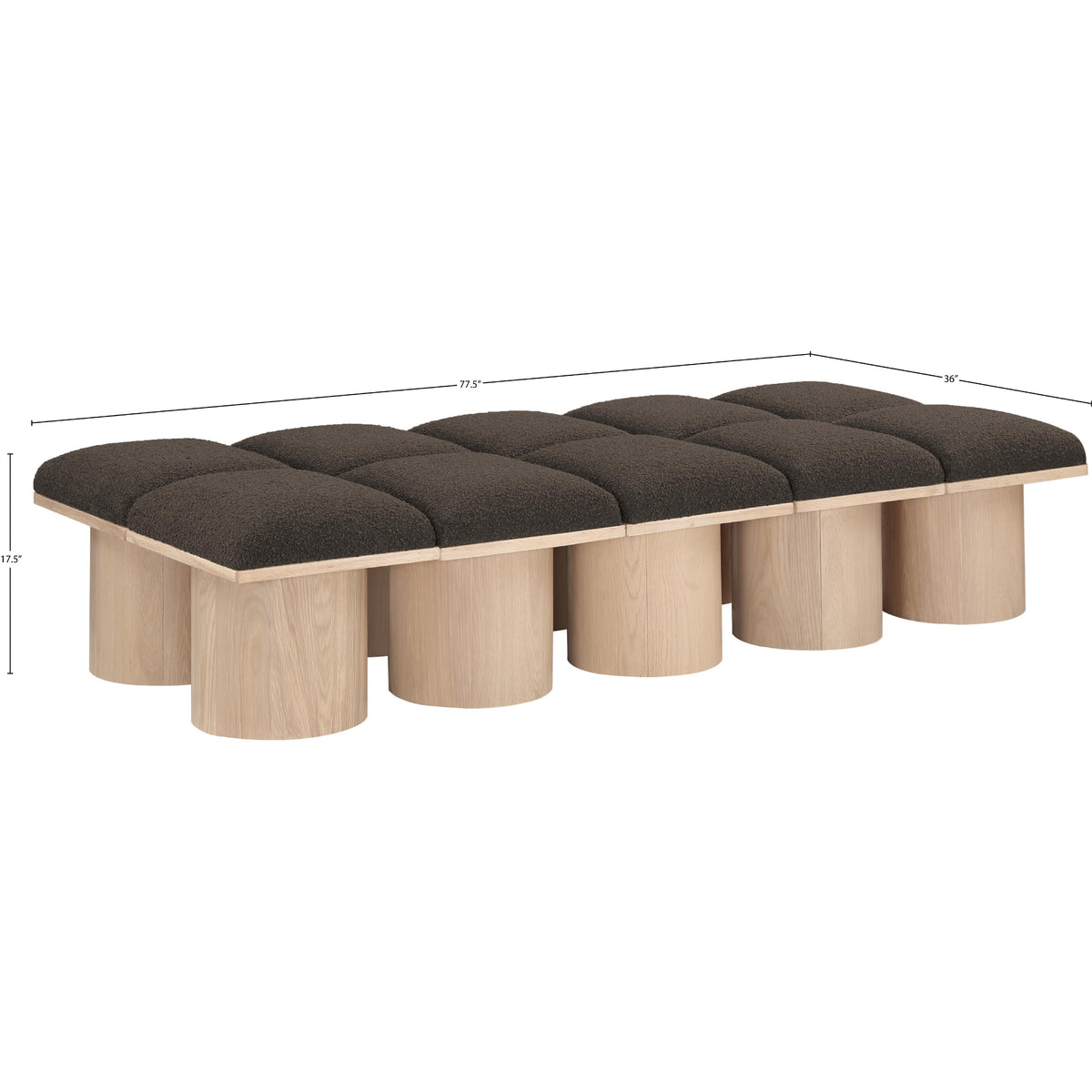 Meridian Pavilion Brown Boucle Fabric Bench
