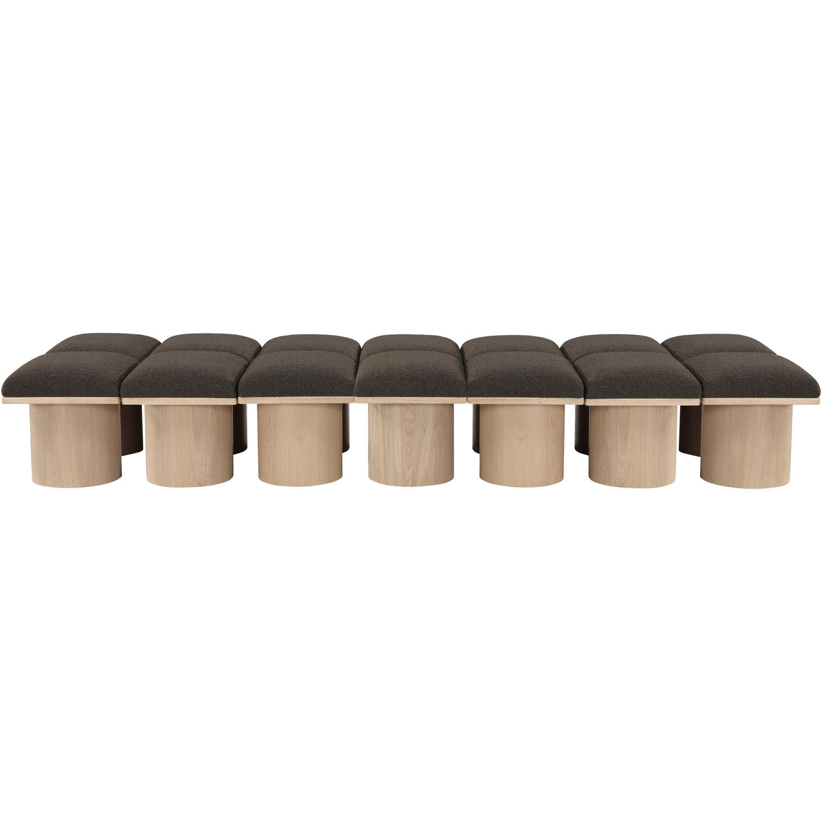 Meridian Pavilion Brown Boucle Fabric Bench
