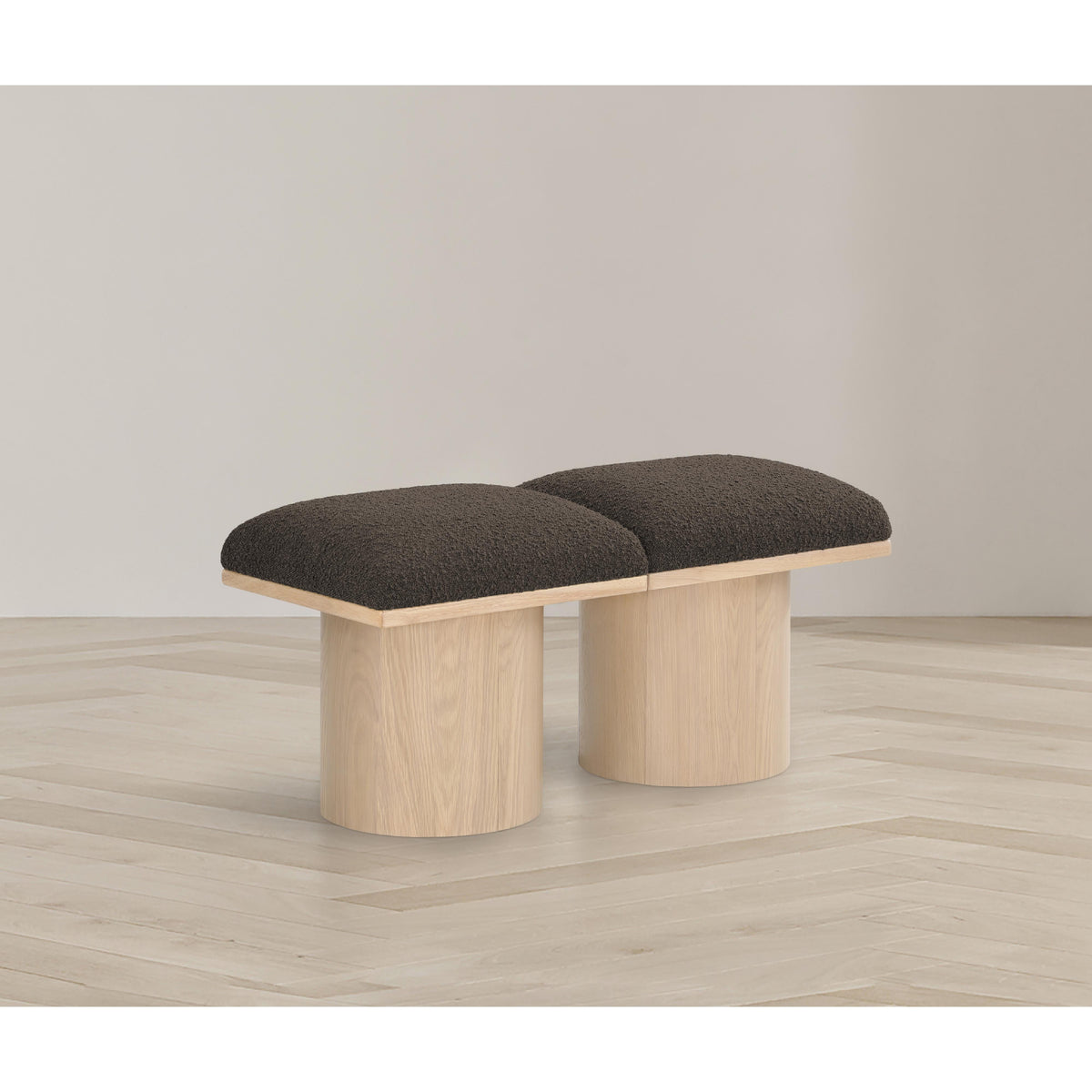 Meridian Pavilion Brown Boucle Fabric Bench