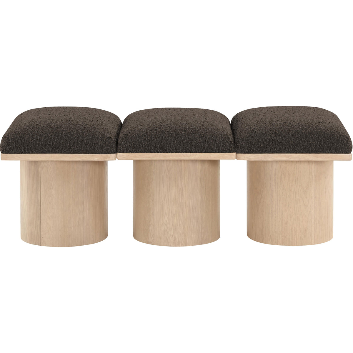 Meridian Pavilion Brown Boucle Fabric Bench
