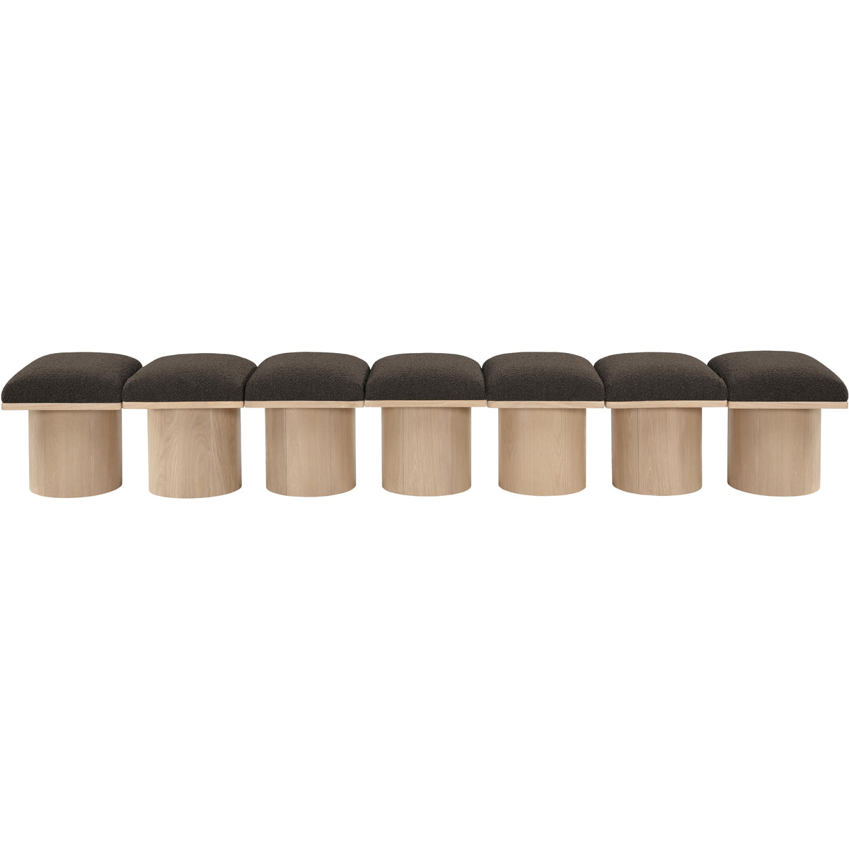 Meridian Pavilion Brown Boucle Fabric Bench
