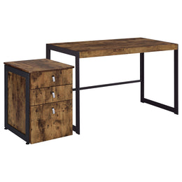 Estrella  Office Desk File Cabinet Set Rustic Nutmeg