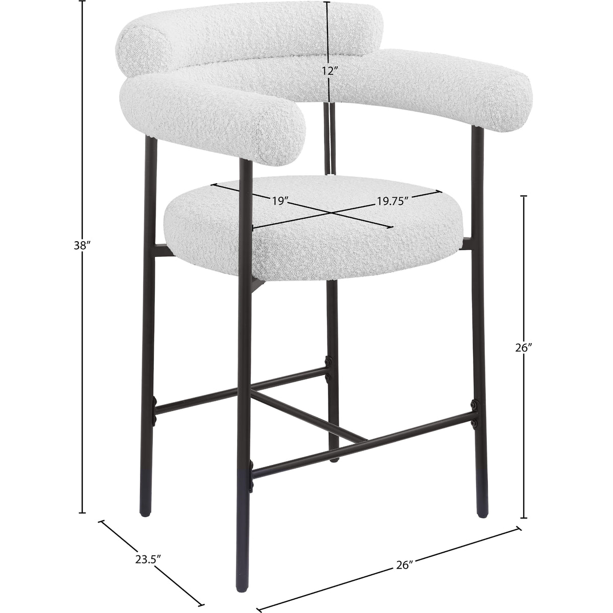 Meridian Blake Cream Boucle Fabric Counter Stool
