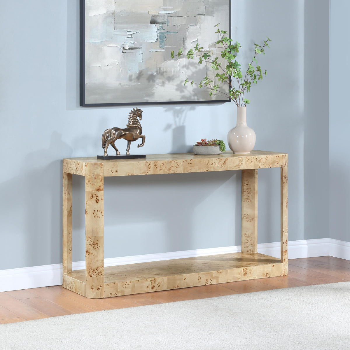Meridian Reeves Natural Burl Wood Console Table