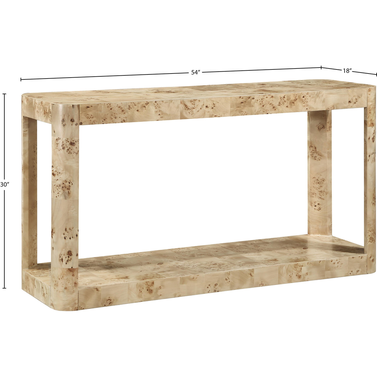 Meridian Reeves Natural Burl Wood Console Table
