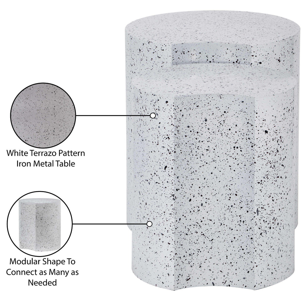 Meridian Dimple White End Table