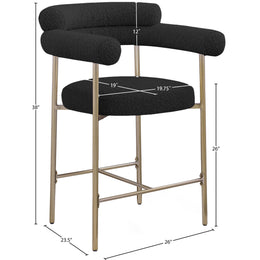 Meridian Blake Black Boucle Fabric Counter Stool