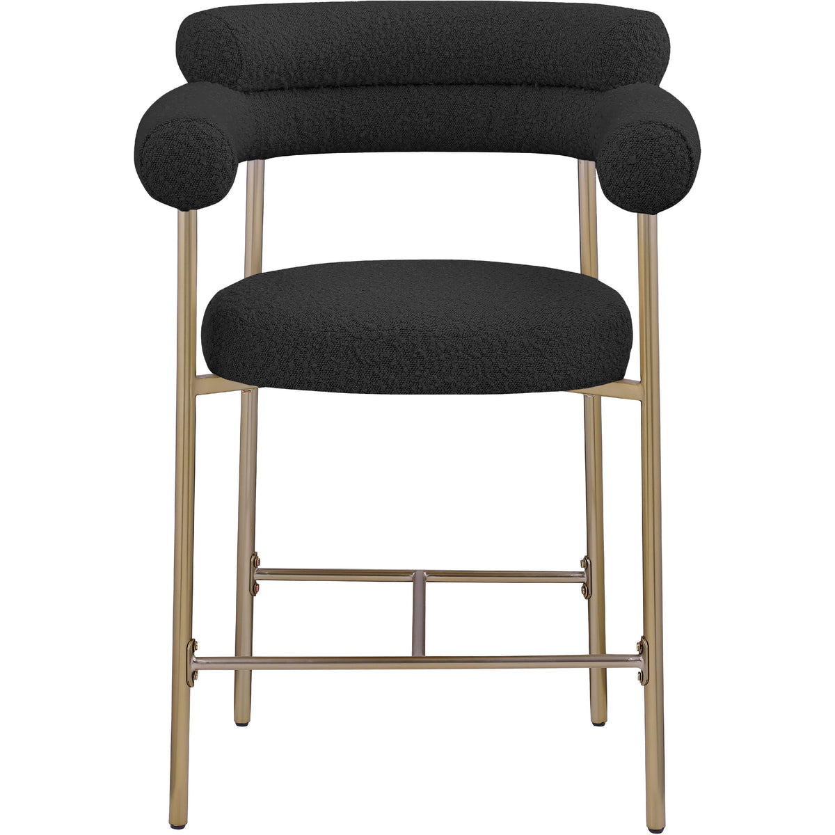 Meridian Blake Black Boucle Fabric Counter Stool