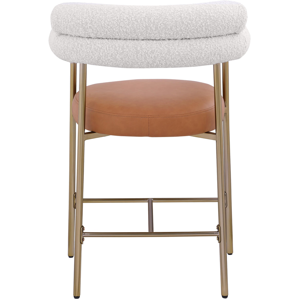 Meridian Blake Cognac Boucle Fabric / Vegan Leather Counter Stool