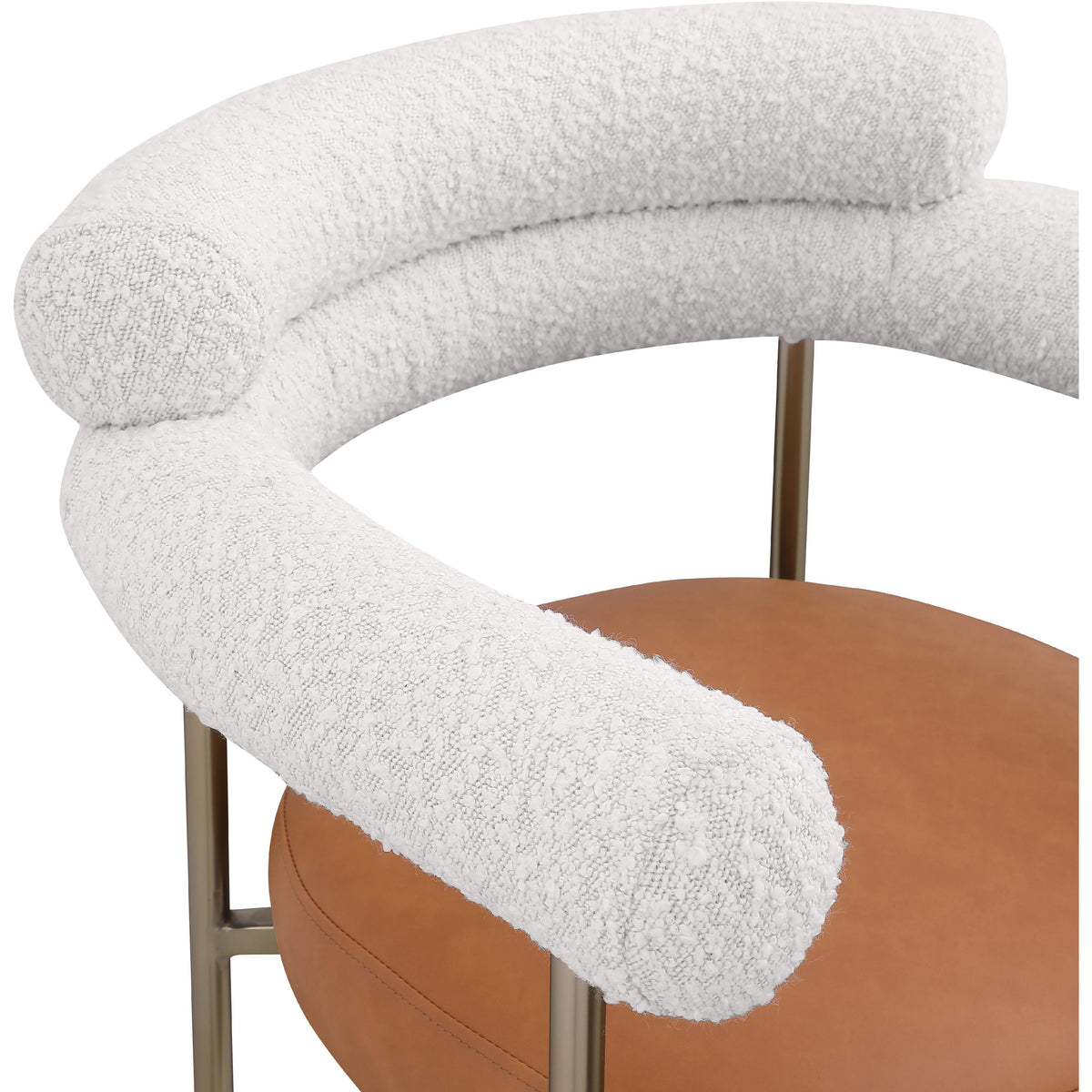 Meridian Blake Cognac Boucle Fabric / Vegan Leather Counter Stool