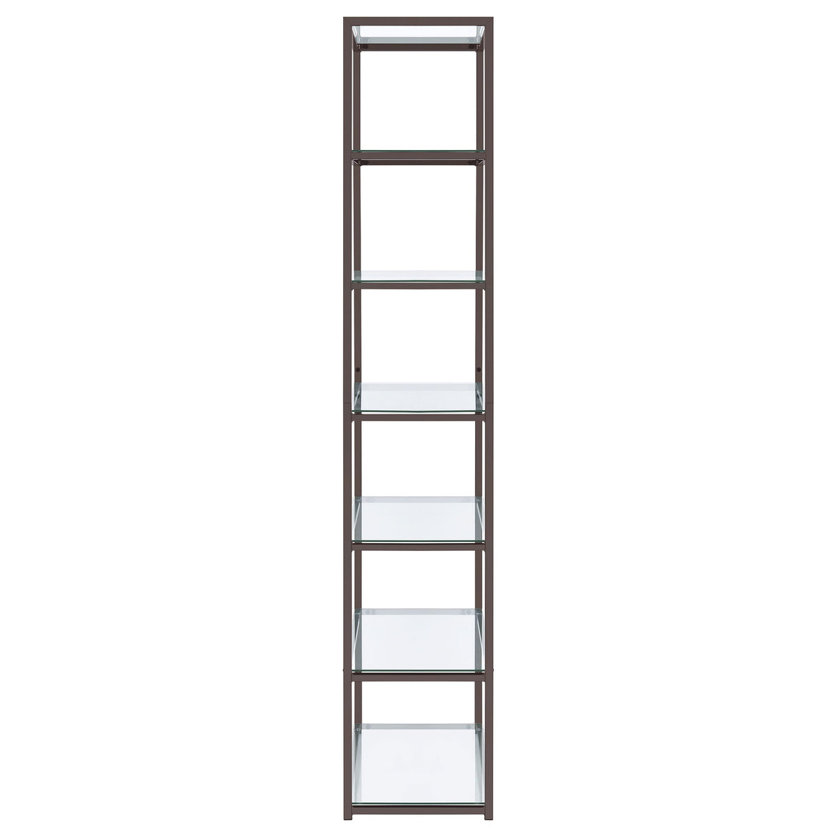 Kate 78-inch 5-shelf Glass Bookshelf Black Nickel