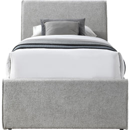 Meridian Myles Grey Chenille Fabric Twin Trundle Bed