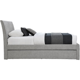 Meridian Myles Grey Chenille Fabric Twin Trundle Bed