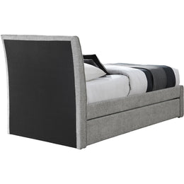 Meridian Myles Grey Chenille Fabric Twin Trundle Bed