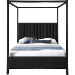 Meridian Kelly Black Boucle Fabric Queen Bed (3 Boxes)