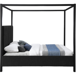 Meridian Kelly Black Boucle Fabric Queen Bed (3 Boxes)