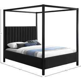 Meridian Kelly Black Boucle Fabric Queen Bed (3 Boxes)