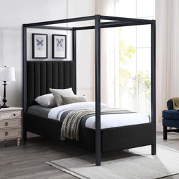 Meridian Kelly Black Boucle Fabric Twin Bed (3 Boxes)