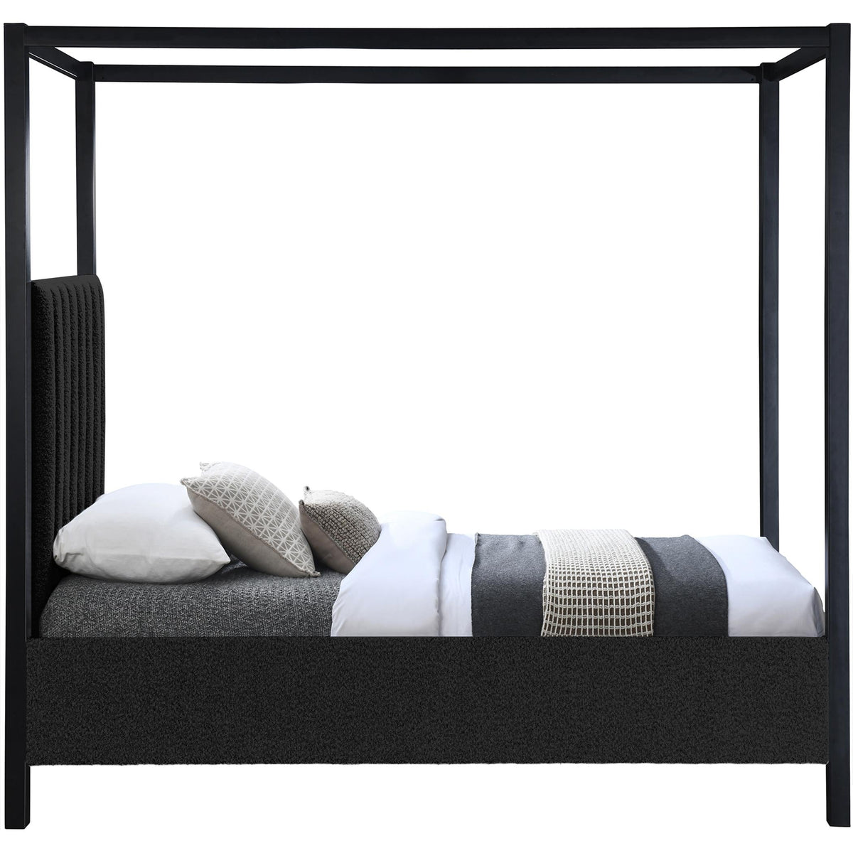 Meridian Kelly Black Boucle Fabric Twin Bed (3 Boxes)