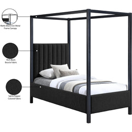 Meridian Kelly Black Boucle Fabric Twin Bed (3 Boxes)