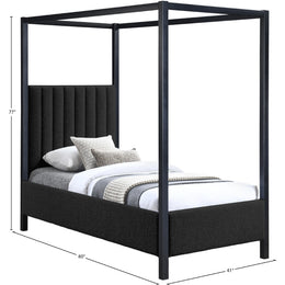 Meridian Kelly Black Boucle Fabric Twin Bed (3 Boxes)