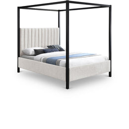 Meridian Kelly Cream Boucle Fabric King Bed (3 Boxes)