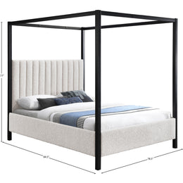 Meridian Kelly Cream Boucle Fabric King Bed (3 Boxes)