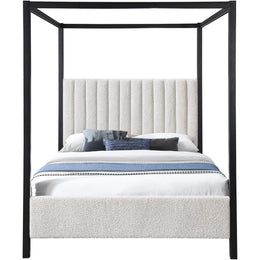 Meridian Kelly Cream Boucle Fabric Queen Bed (3 Boxes)