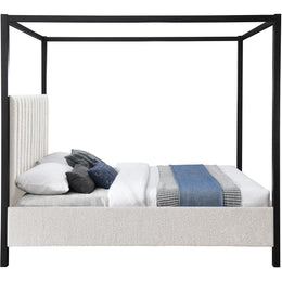 Meridian Kelly Cream Boucle Fabric Queen Bed (3 Boxes)