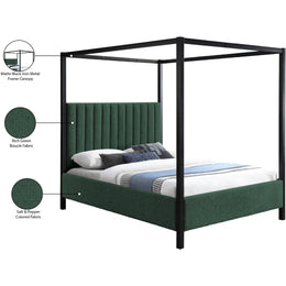 Meridian Kelly Green Boucle Fabric King Bed (3 Boxes)