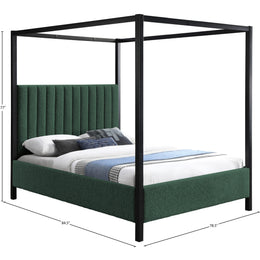 Meridian Kelly Green Boucle Fabric King Bed (3 Boxes)
