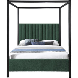 Meridian Kelly Green Boucle Fabric Queen Bed (3 Boxes)