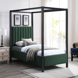 Meridian Kelly Green Boucle Fabric Twin Bed (3 Boxes)