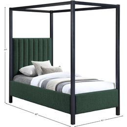 Meridian Kelly Green Boucle Fabric Twin Bed (3 Boxes)