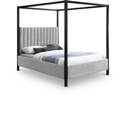 Meridian Kelly Grey Boucle Fabric King Bed (3 Boxes)