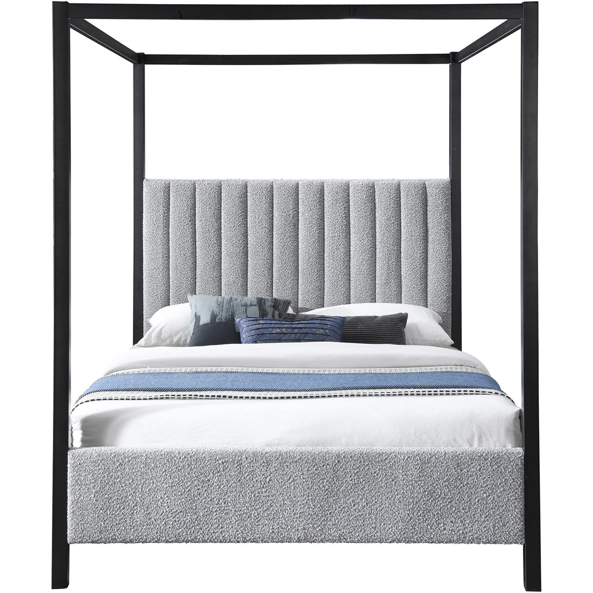 Meridian Kelly Grey Boucle Fabric King Bed (3 Boxes)