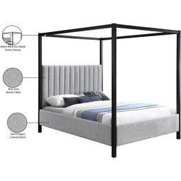 Meridian Kelly Grey Boucle Fabric Queen Bed (3 Boxes)