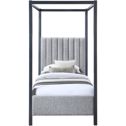 Meridian Kelly Grey Boucle Fabric Twin Bed (3 Boxes)