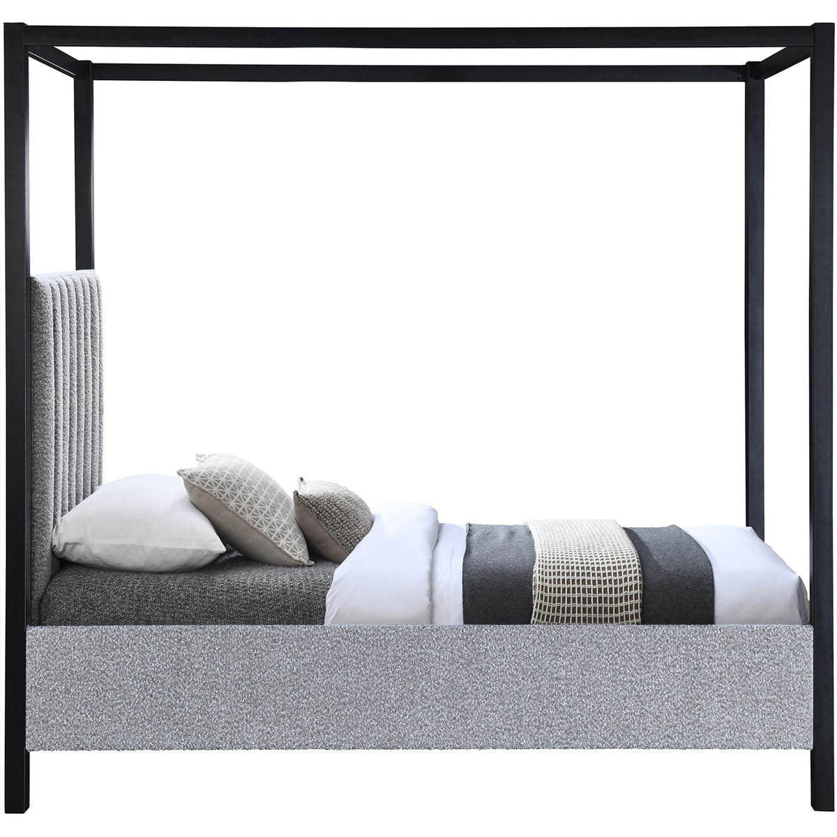 Meridian Kelly Grey Boucle Fabric Twin Bed (3 Boxes)