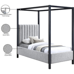 Meridian Kelly Grey Boucle Fabric Twin Bed (3 Boxes)