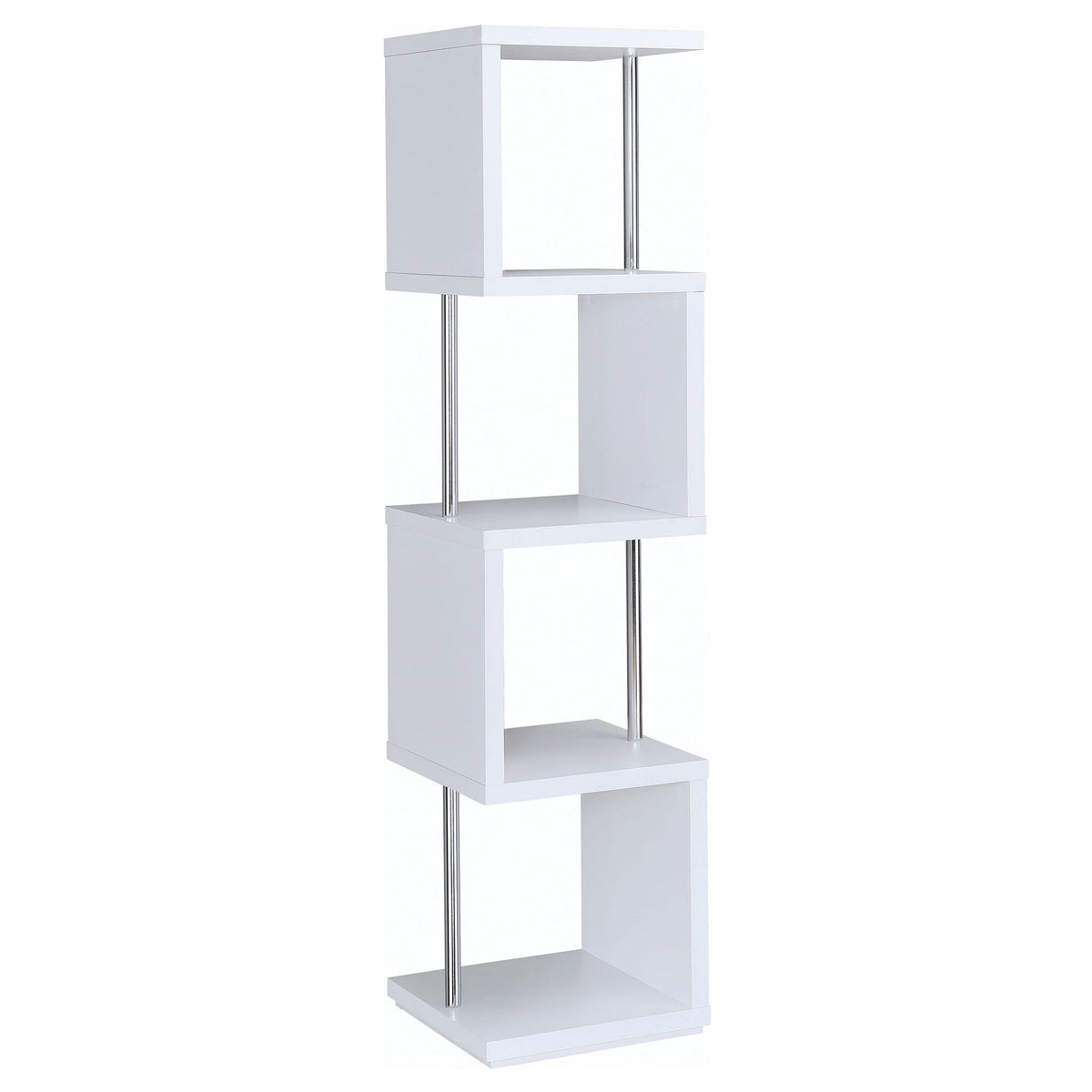 Baxter 67-inch 4-shelf Bookshelf Black and Chrome