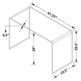 Ripley 47-inch Tempered Bent Glass Writing Desk Clear