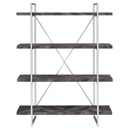 Grimma 63-inch 4-shelf Bookshelf Rustic Grey and Chrome