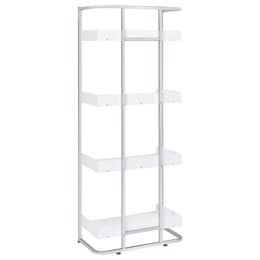 Ember 68-inch 4-shelf Bookshelf White High Gloss and Chrome